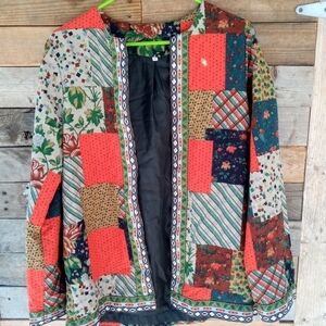 NEW Women's Lightweight Patchwork Jacket Plus Size 2X Roses